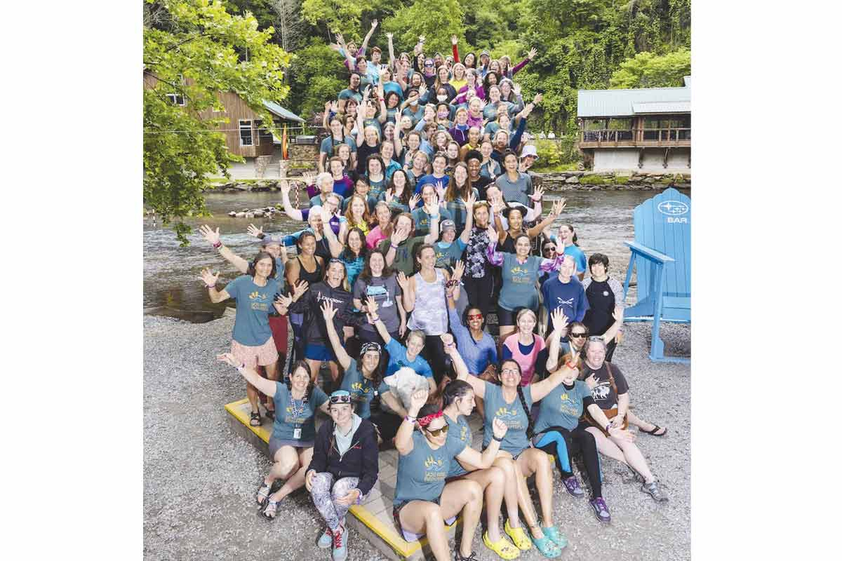 Women’s Paddlefest participants pose for a photo. NOC photo