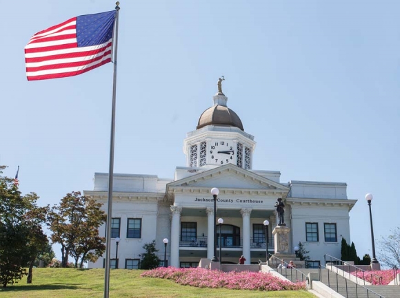 The picturesque old courthouse in Jackson County attracted FOX sports filmmakers to Sylva. Joe Pelligrino photo