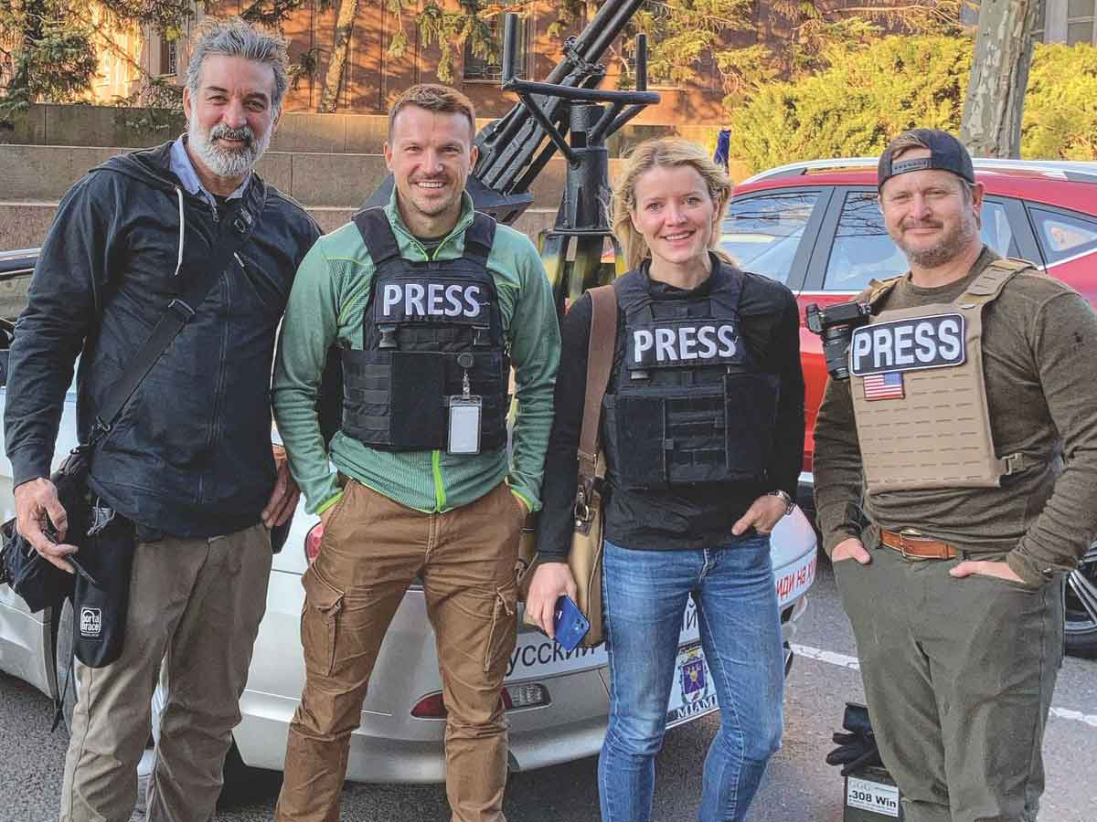 Foreign correspondent Jane Ferguson (second from right) with her camera/production crew. Jane Ferguson photo