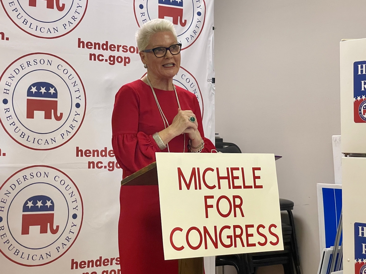 Michele Woodhouse announces her entry into the NC-14 race on Thursday, Nov. 18, in Hendersonville. 