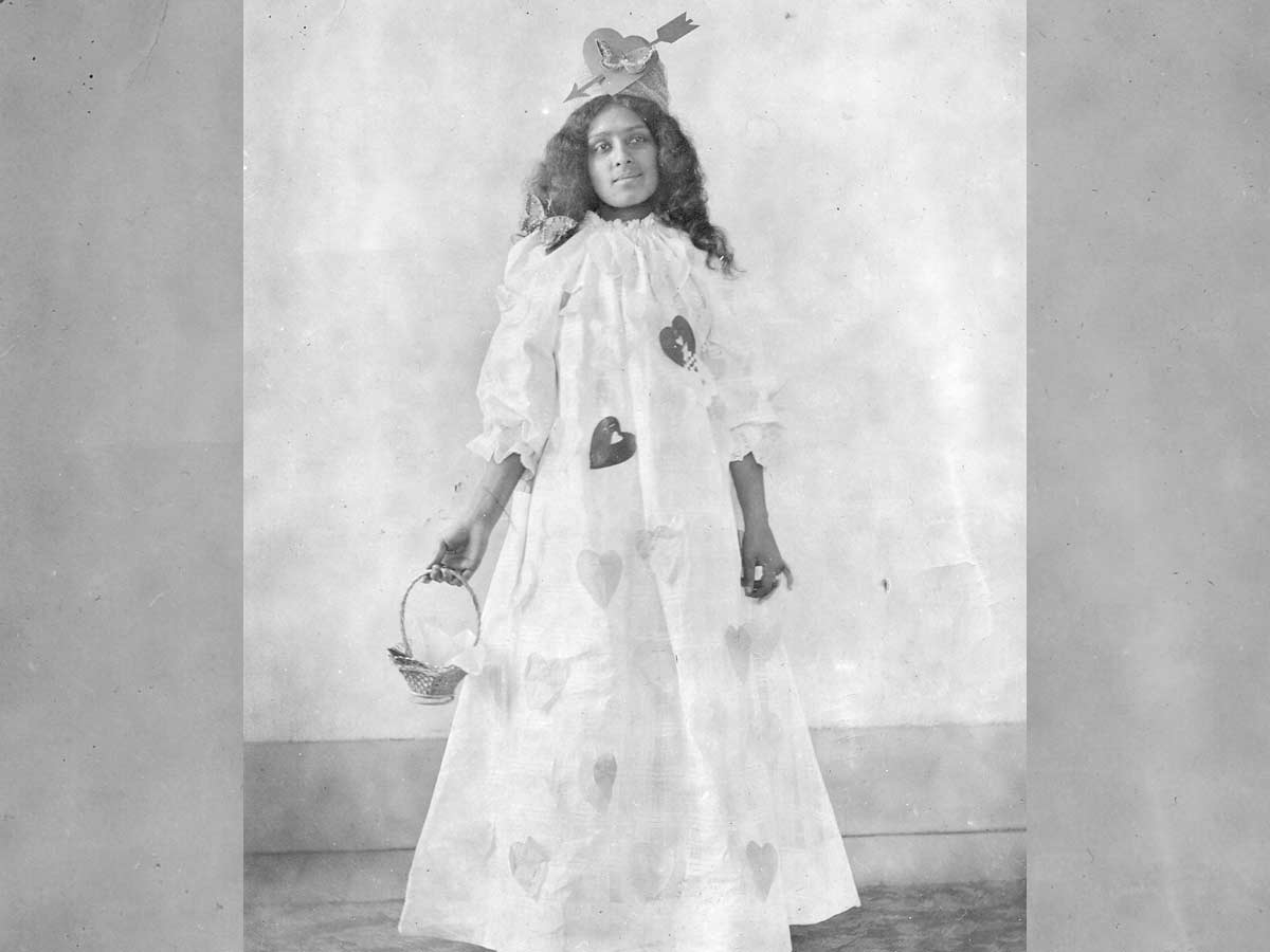 A young girl dresses in a Valentine’s Day costume. Blount County Library photo