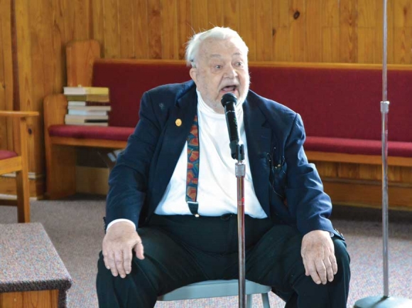 Writer, historian and storyteller Gary Carden speaks to the Jackson County Branch of the NAACP on April 11. Cory Vaillancourt photo