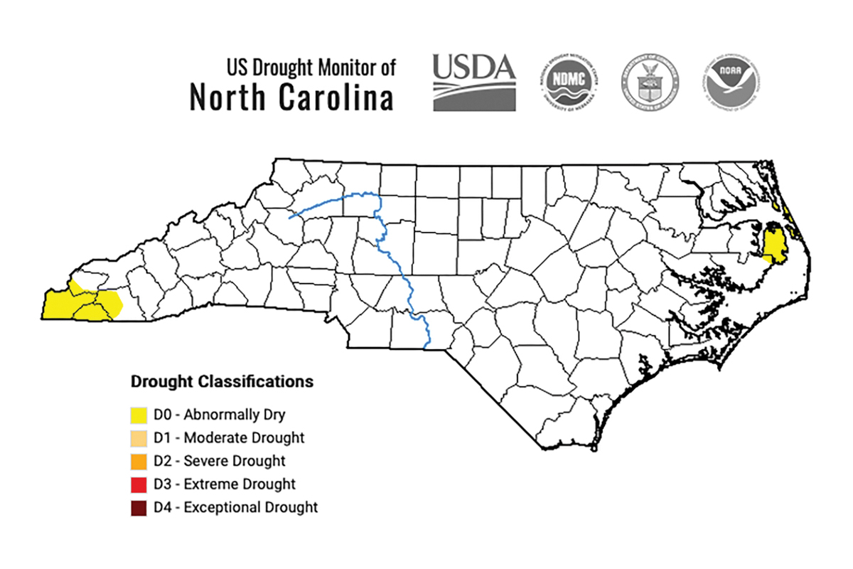 Drought maps are released every Thursday, based on conditions as of 8 a.m. the previous Tuesday. N.C. Drought Management Advisory Council map