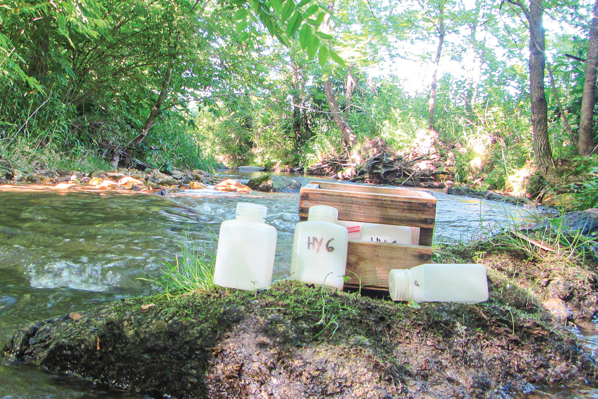 Volunteer collect water samples the second Saturday of each month. 