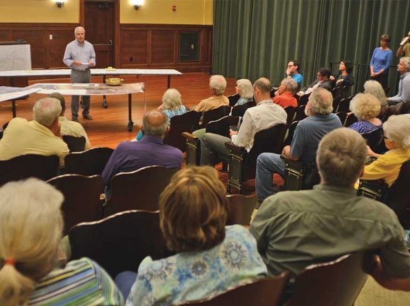 Jay Coward addresses community members at the June 26 revival of the Jackson County Smart Roads Alliance. Holly Kays photo