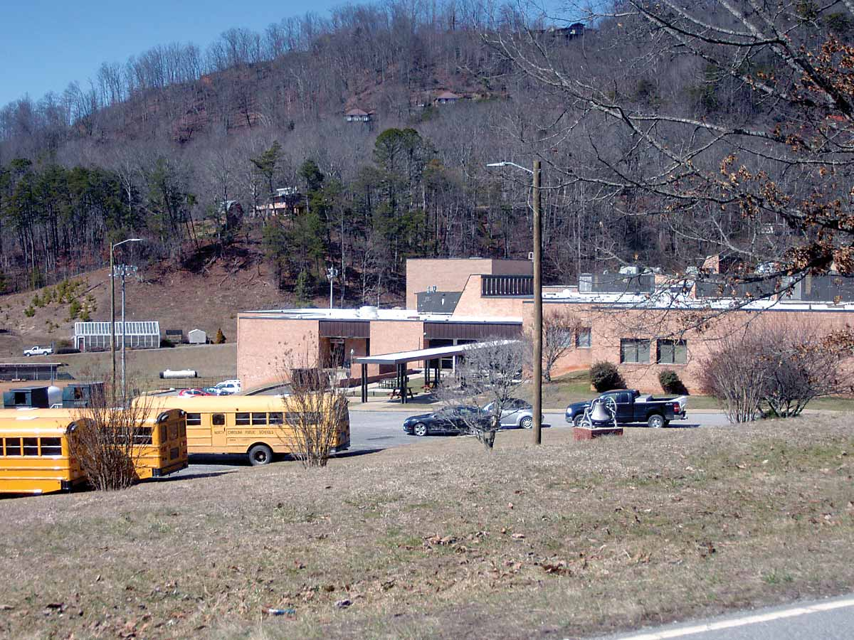 Pictured here is Swain County High School. The county’s schools have struggled to pay for state-mandated pay increases.