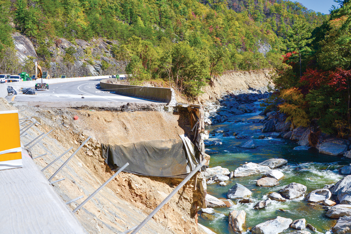 Damage to Interstate 40 in Haywood County has become a focal point of Hurricane Helene’s destructiveness. Cory Vaillancourt photo