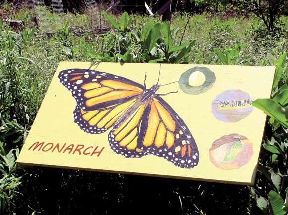The ever-popular monarch butterfly is one of four placed along the garden’s entrance path. Donated photo