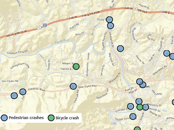 Forthcoming improvements to Canton’s bicycle and pedestrian infrastructure could help cut down on the number of accidents around town. NCDOT photo