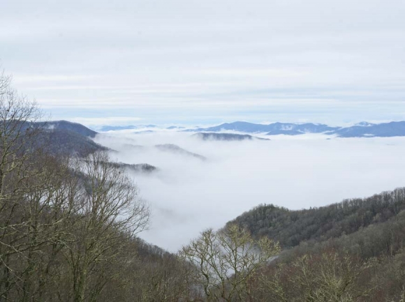 Clouds settle over a view from U.S. 441 just south of Newfound Gap in the Great Smoky Mountains National Park. Holly Kays photo
