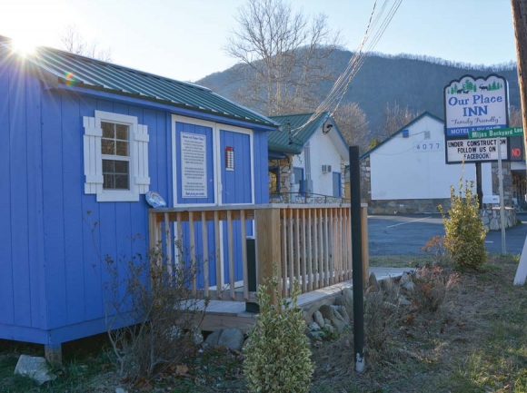 One of three Haywood County little free pantries is located in front of Our Place Inn, in Maggie Valley. Cory Vaillancourt photo