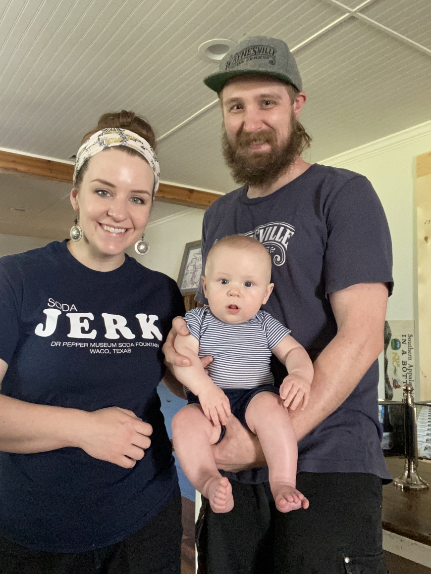 Megan and Chris with their baby Grady.