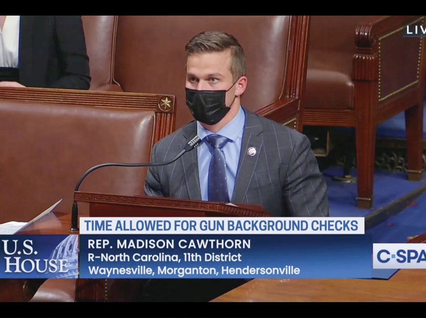 Rep. Madison Cawthorn speaks on HR1446 on March 11. CSPAN screenshot
