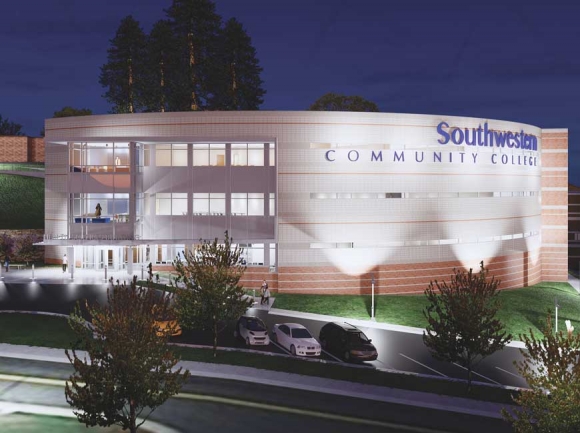 A graphic rendering from design company LS3P shows what SCC’s new health sciences  building will look like upon completion in 2021. Donated image