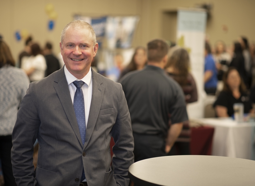 Mike Despeaux overseeing the career fair, now being hosted virtually.