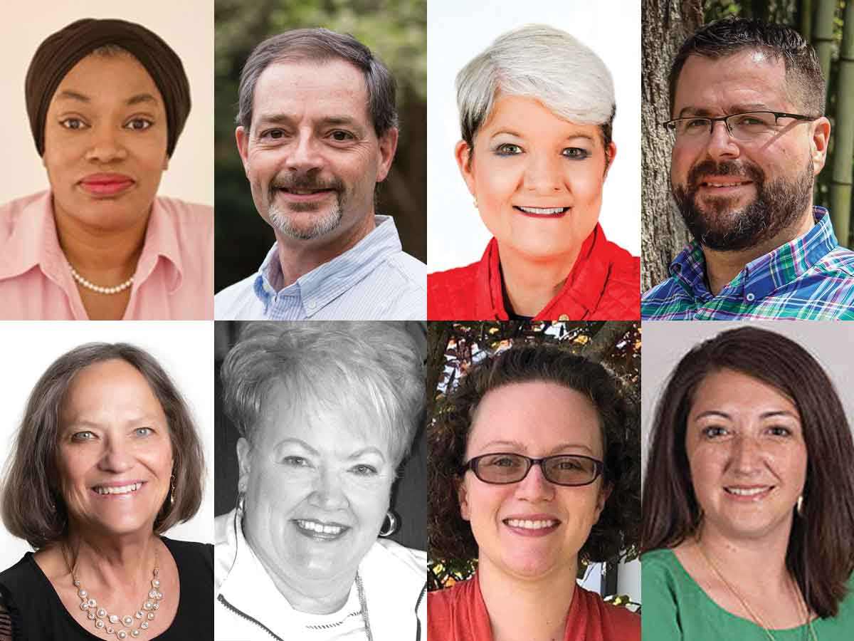 Clockwise, from top left: Kim Moore, Frederick Buskey, Lisa Buchanan, Wesley McKnight, Abigail Clayton, Courtney Umphlett, Lynn Dillard, Joy Rose