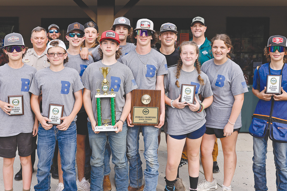 Members of the winning Bethel Middle team show off their trophies from the Youth Hunter Education Skills Tournament. Donated photo