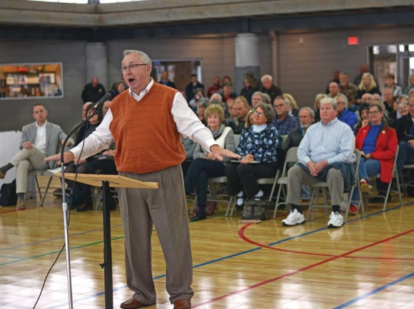 Cashiers resident Tommy Madden urges commissioners to vote no on the Brunch Bill. Holly Kays photo 