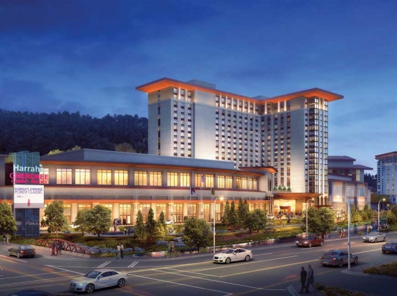 This $250 million expansion, expected to be complete in early 2021, will add 750 hotel rooms, a parking deck and 83,000 square feet for event space to Harrah’s Cherokee Casino Resort. Donated rendering