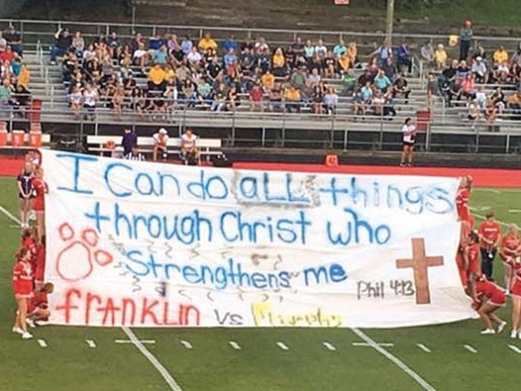 Franklin football banner incites religious debate