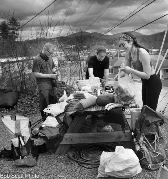 AT thru-hikers stop in Franklin to grab a bite to eat. 