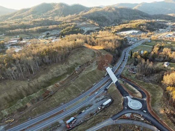 The $30 million R-5000 road project resulted in a 0.7-mile road connecting N.C. 107 and N.C. 116 alongside Southwestern Community College’s campus. A Shot Above WNC photo