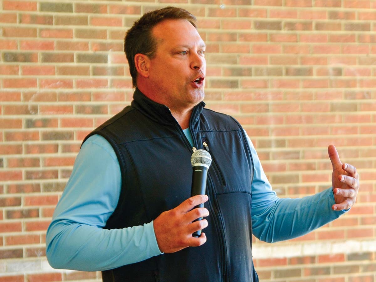 Former NC-11 Congressman Heath Shuler addresses a Democratic rally on Oct. 23. Cory Vaillancourt photo