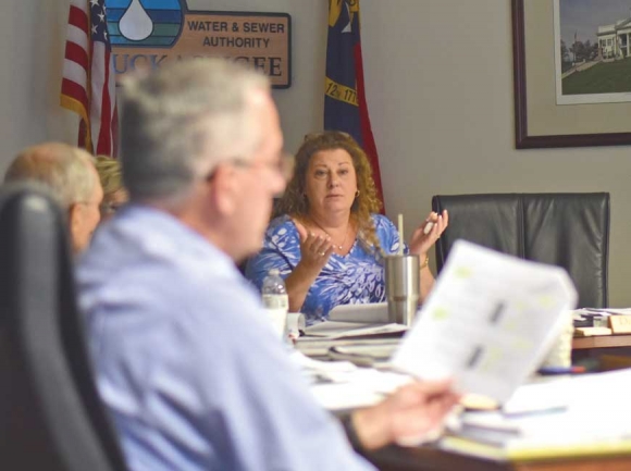 TWSA Chair Tracy Rodes speaks during a June 19 work session to finalize the 2018-19 budget. Holly Kays photo