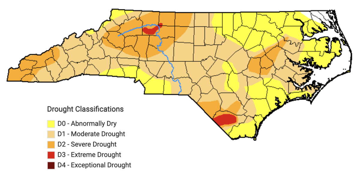 The North Carolina Drought Management Advisory Council (DMAC) expanded its severe drought classification and classified two counties as in extreme drought in the latest advisory issued Thursday. 