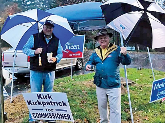 Greg West (left) beat Mike Matthews for tax collector while Democrat Joe Sam Queen beat Rep. Mike Clampitt for the N.C. House seat.