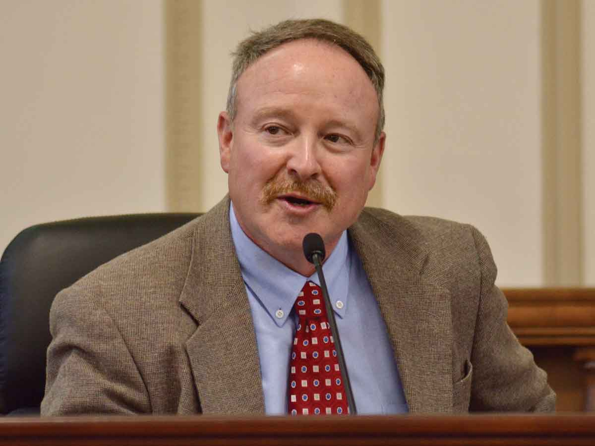 Commissioner Tommy Long speaks at a March 15 candidate forum in Waynesville. Cory Vaillancourt photo