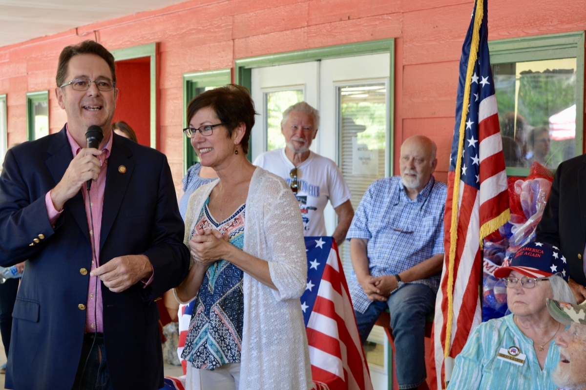 Kevin Corbin (left) announces his candidacy for Senate District 50 in September, 2019. 