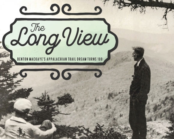 In an undated photo, Benton MacKaye surveys a future section of the Appalachian Trail. 