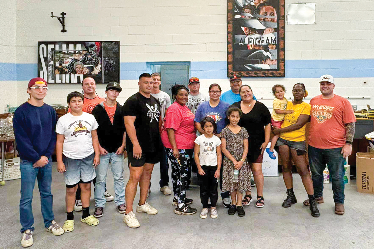 While in town for the 112th Annual Cherokee Fair, stickball team Wudeligv (woo day lee guh), came to volunteer at The Pigeon Community Multicultural Development Center after Hurricane Helene. Donated photo