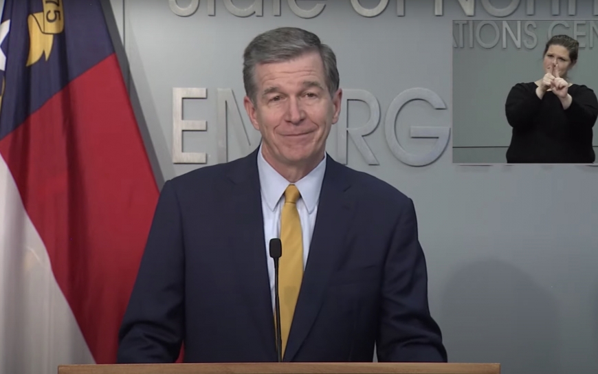 Gov. Roy Cooper speaks during a March 23 press conference.