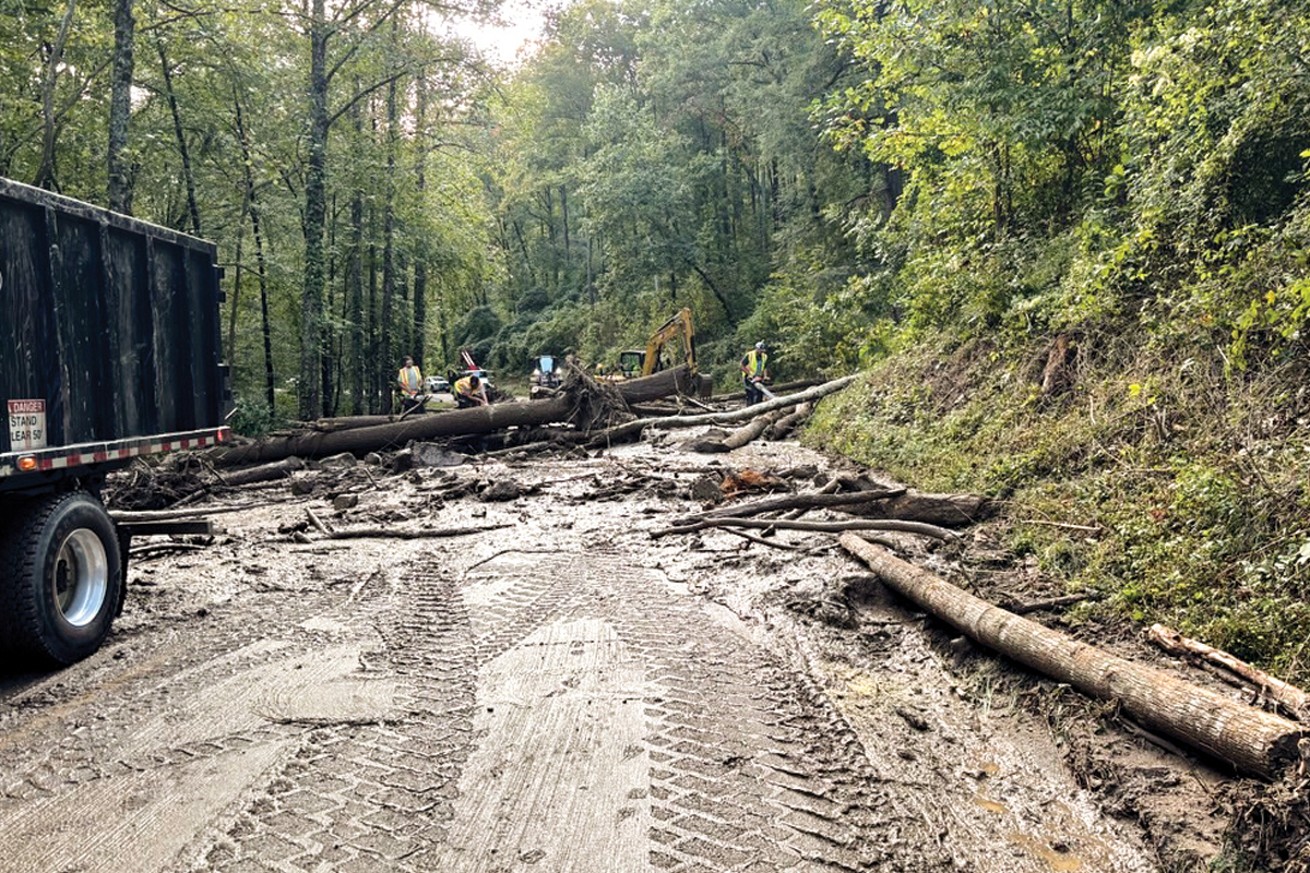 Crews worked through Saturday and Sunday to remove more than 70 loads of debris from the road. 