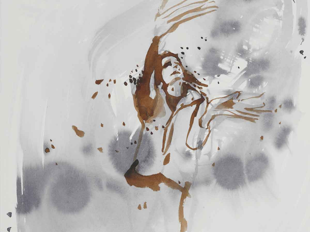 ‘Woman Swarmed by Flies (Small #3)’ by Margaret Curtis.