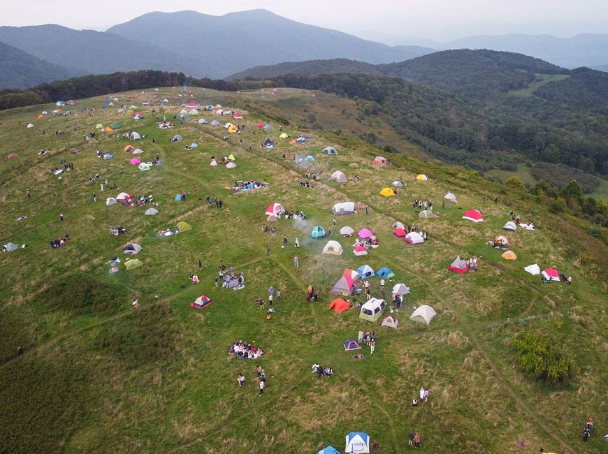 About 130 tents dot the top of Max Patch in this photo taken by Mike Wurman on Saturday, Sept. 19. Mike Wurman photo