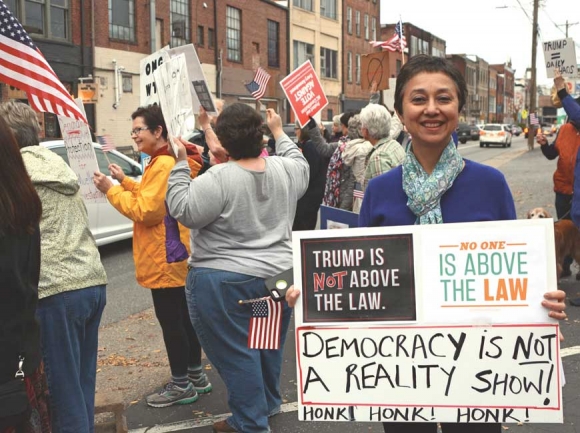 Organizer Nilofer Couture joins a pro-Meuller rally in Sylva Nov. 8. Holly Kays photo