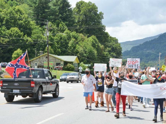The Black Lives Matter march in Maggie Valley. (photo: Garret K. Woodward)