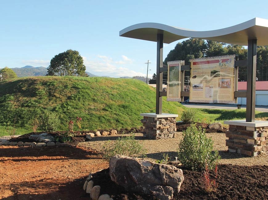 An educational kiosk was recently installed at Nikwasi Mound in Franklin. Donated photo