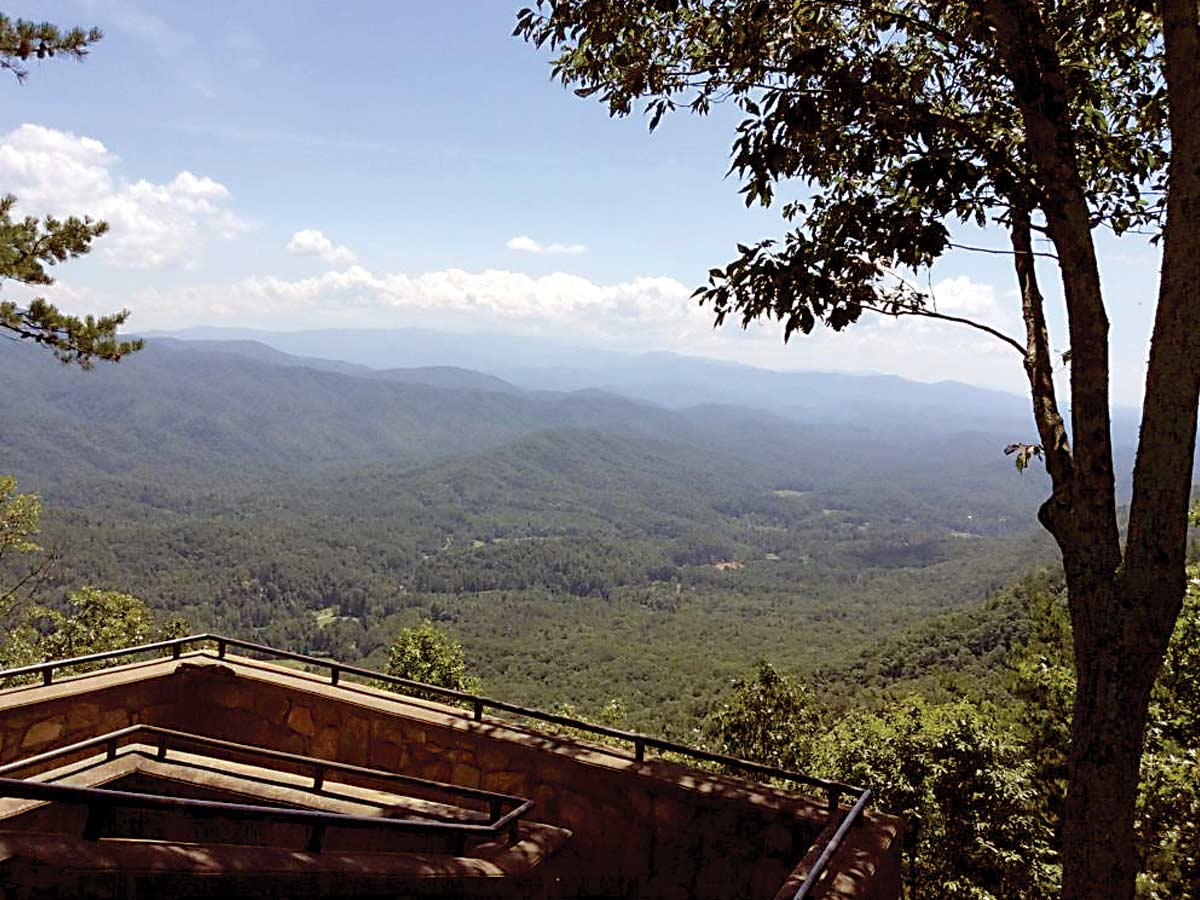 Foothills Parkway West provides access to 16 overlooks, including this view at Look Rock. NPS photo