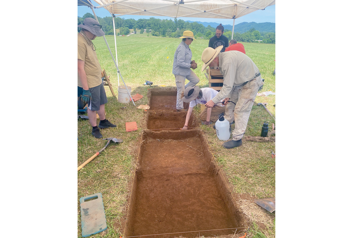 Riggs and Eastman work at an archeology site. Donated photo