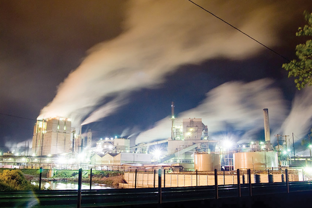The Canton mill works through the night during its last  weeks of papermaking in May 2023. Max Cooper photo