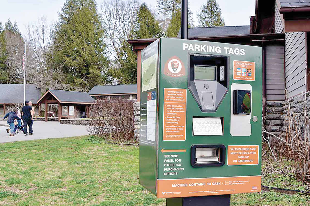 Automated fee machines dispense parking tags at 13 lots  in the Great Smoky Mountains National Park.