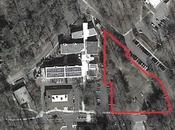 The potential site for a new building at HCC is outlined above, in red. HCC photo