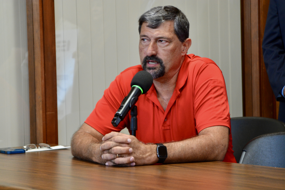 Rep. Mark Pless, seen here during a visit from the Israeli Consul General Oct. 29, won handily. 