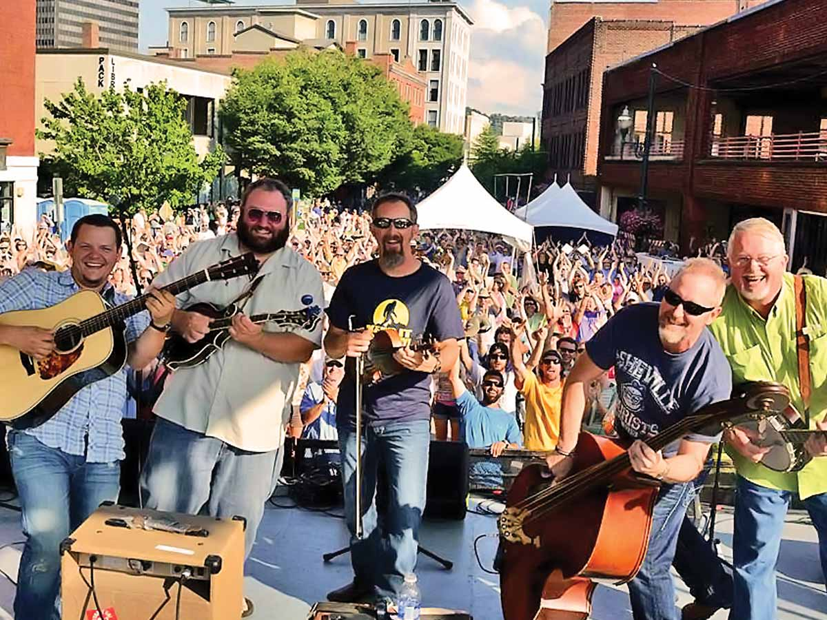 Balsam Range performing onstage at the Bele Chere festival in Asheville. (Garret K. Woodward photo)