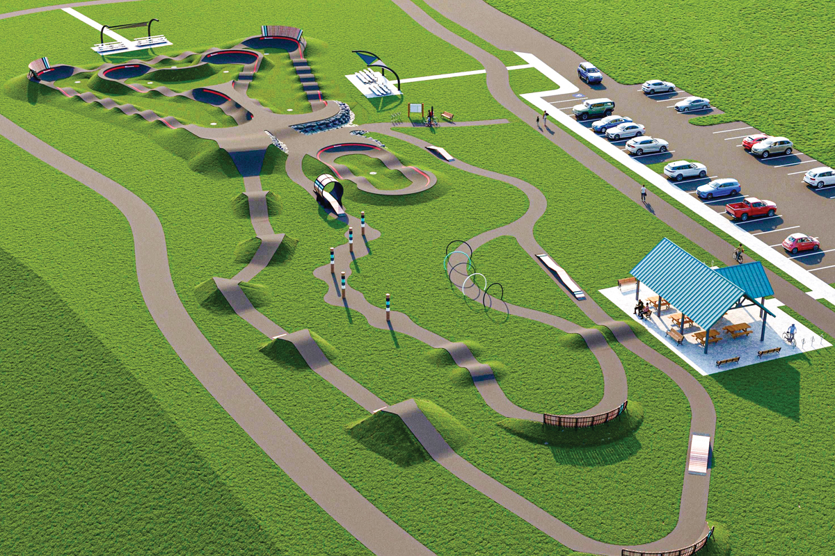 An artist rendering shows what the completed Racoon Creek Bike Park might look like. Haywood County photo