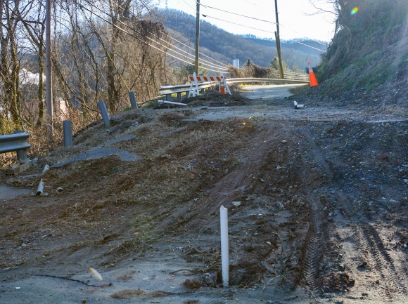 A trouble spot that appeared last spring is more severe than the area near Bobwhite Lane, requiring closure of a portion of the road since April 2020. Holly Kays photo